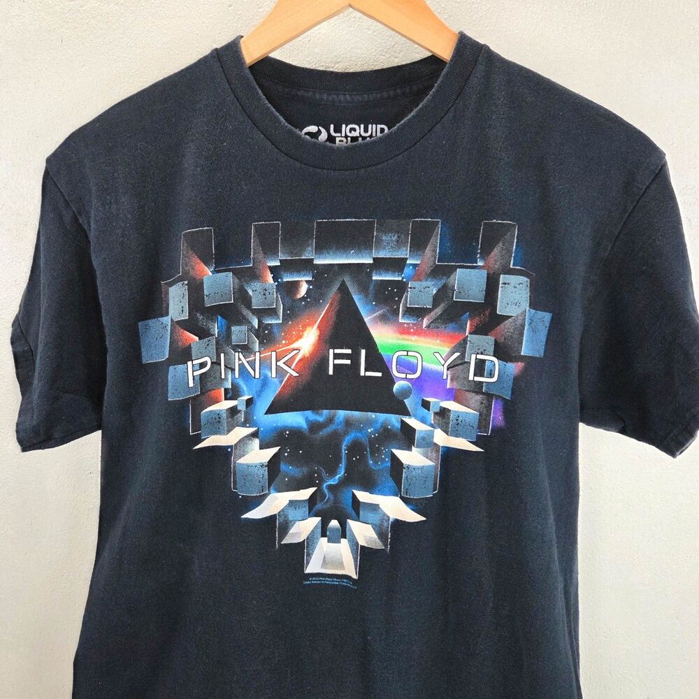 Pink Floyd Liquid Blue Prism Space Graphic Band T Shirt Black Sz L